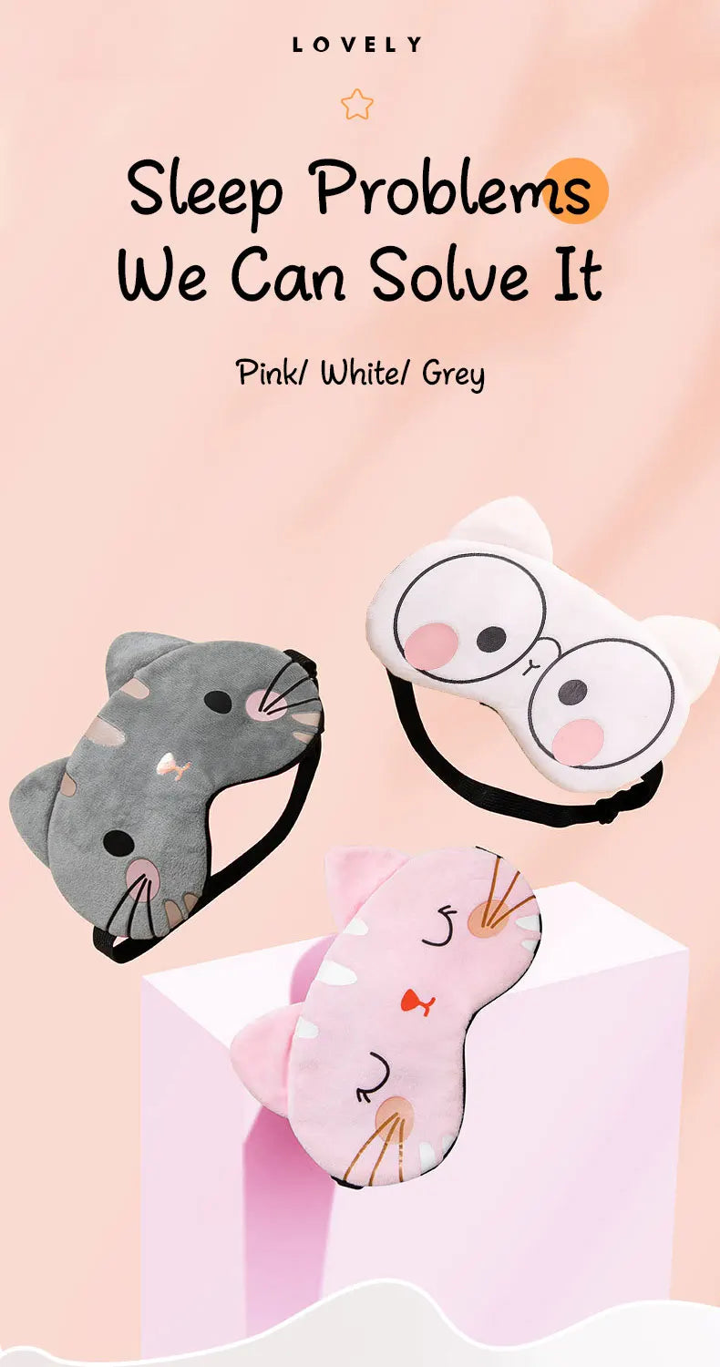 Sleeping Eye Mask Blindfold Soft Plush Eyepatch Adjustable Travel Light Blocking Breathable Eyes Mask Cute Eye Cover For Sleep