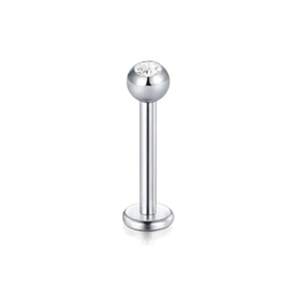 WKOUD 16g Stainless Steel Lip Labret Piercing Crystal Ball Monroe Lip Stud Helix Tragus Conch Cartilage Earrings 6/8/10mm