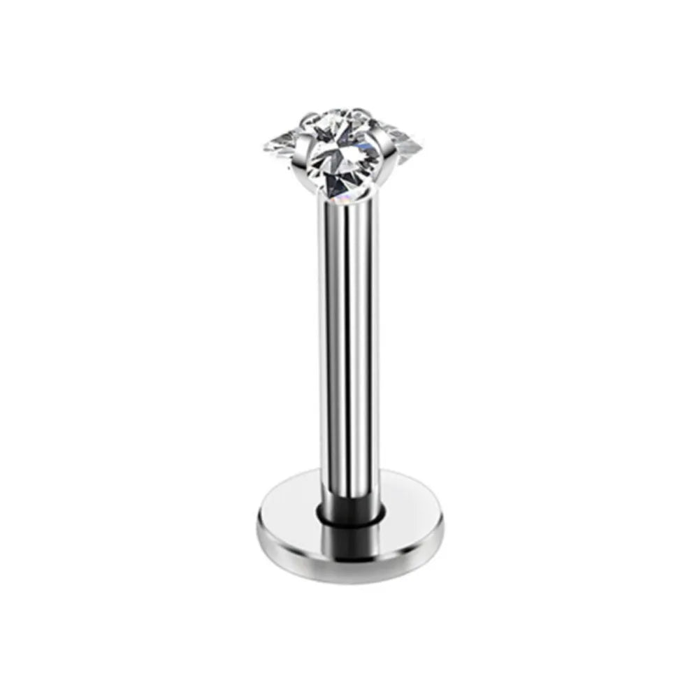WKOUD 16g Stainless Steel Lip Labret Piercing Crystal Ball Monroe Lip Stud Helix Tragus Conch Cartilage Earrings 6/8/10mm