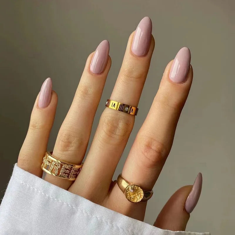 24p Artificial Acrylic Finished Sticky Nails Black Almond Nail Art Fake Nails Handmade Long Ballet Removable Press on Nail Tips