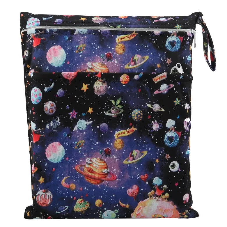 [Sigzagor] Wet Dry Bag With Two Zippered Baby Diaper Nappy Waterproof Reusable Washable