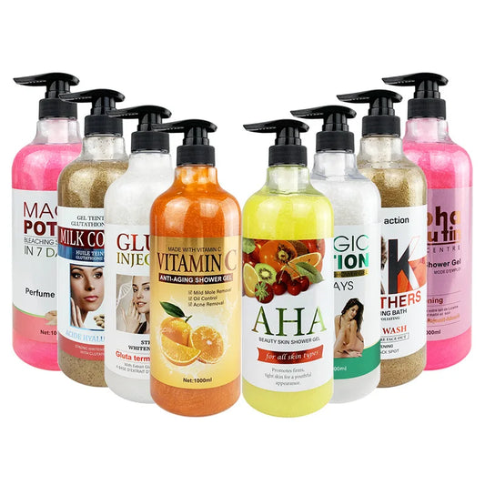 1000ml Vitamin C Body Lotion Anti-aging Shower Gel AHA and Arbutin Beauty Skin Body Wash for Dropshipping