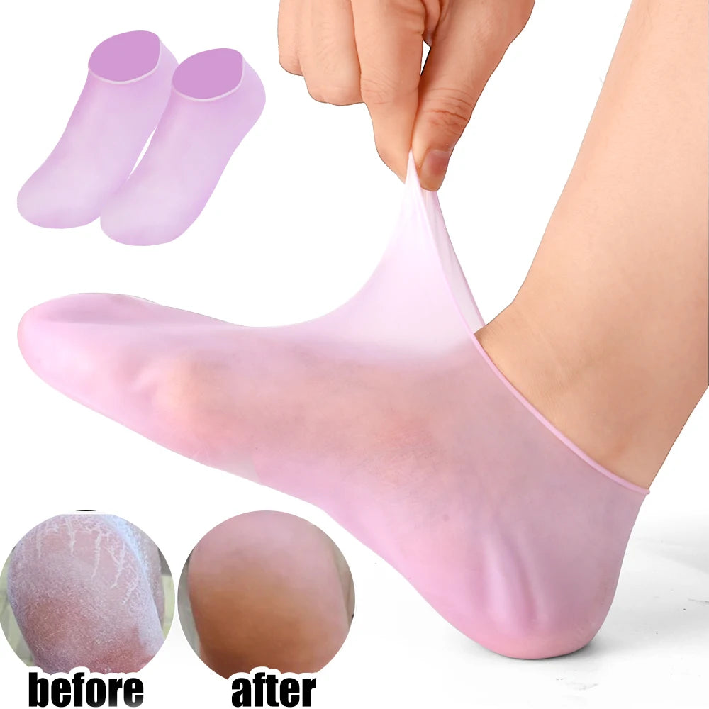 1/3pairs Silicone Moisturizing Foot Socks Anti Cracking Dry Dead Skin Foot Spa Tools Reusable Gel Stocking Protective Feet Cover