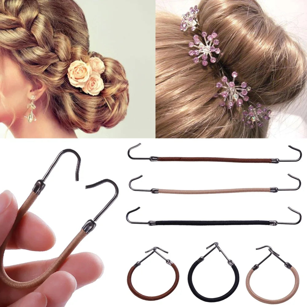 1/5/10pcs Casual Elastic Clips Bows Girls Women Bands Gum With Hooks Ponytail Holder Bungee Hair Thick Hair Accessories Headwear