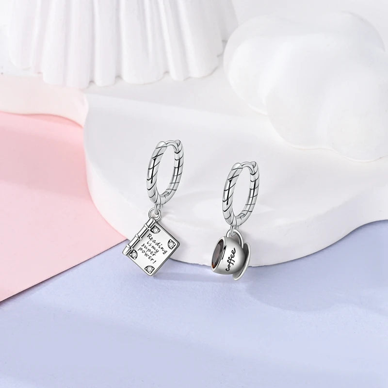 100% 925 Sterling Silver Earrings For Women Colorful Zircon flower Star Butterfly Cat Pendants Earrings Elegant Party Jewelry