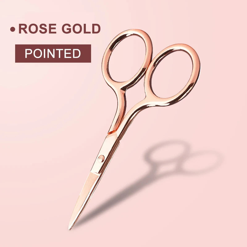 Z'LRAQI BEAUTY Rose Gold eyebrow scissors Eyelash Stainless steel pointed mini embroidery scissors Multi-functional