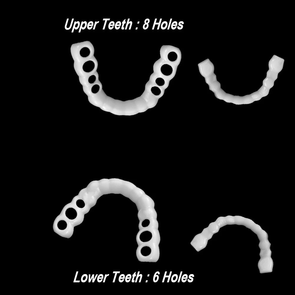 1-5Set Upper Lower Temporary Fit Fake Teeth Cosmetic Denture Smile Veneers False Teeth Brace Cover Upper False Tooth Cover Snap