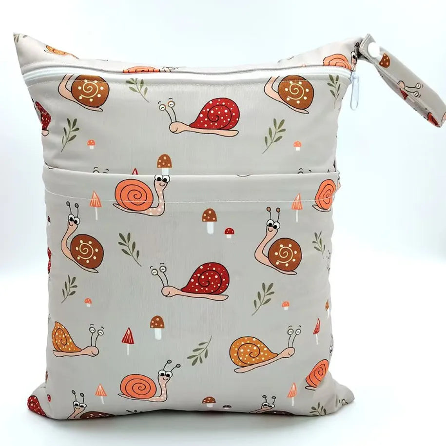 [Sigzagor] Wet Dry Bag With Two Zippered Baby Diaper Nappy Waterproof Reusable Washable
