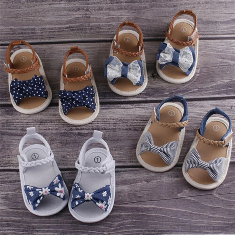 0-18Months Newborn Baby Sandals Floral Print Princess Sandals Sneakers for Infant Girls Toddler Soft Crib Walkers Shoes