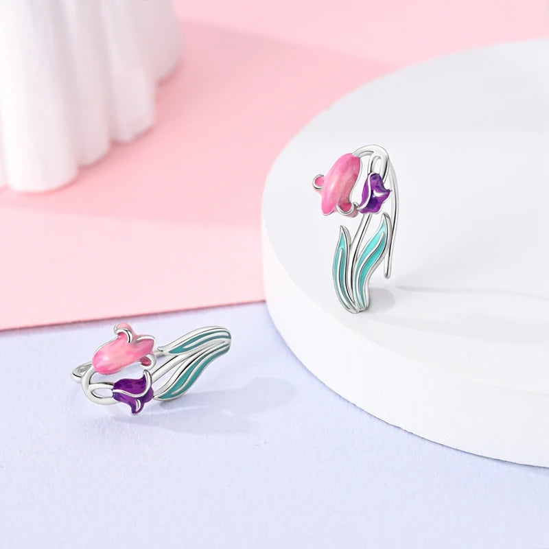 100% 925 Sterling Silver Earrings For Women Colorful Zircon flower Star Butterfly Cat Pendants Earrings Elegant Party Jewelry
