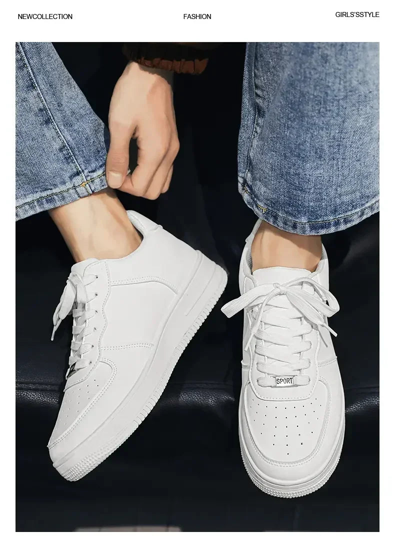 New Solid Color Fashion High Quality Men's Outdoor Walking Vulcanized Shoes Sneakers Casual Shoes Comfortable Lace-up
