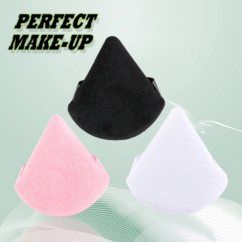 1/2/3/6Pcs Triangle Velvet Powder Puff Face Cosmetic Eye Beauty Makeup Tool Reusable Sponge Washable Mini Powder Puff Accessorie