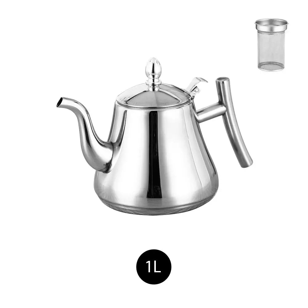 1.0L/1.5L/2.0L Tea Kettle Stainless Steel Teapot Removable Infuser for Loose Flower Tea Coffee Stovetop Safe Water Kettle