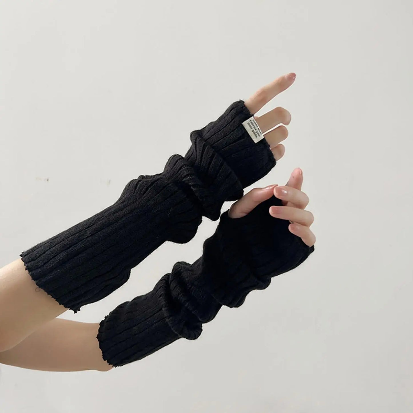 1 Pair Long Fingerless Gloves Women Mitten Winter Arm Warmer Knitted Arm Sleeve Fashion Casual Girls Clothes Punk Gothic Gloves