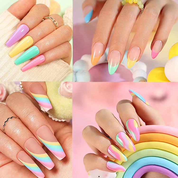 YOKEFELLOW  Pastel Gel Nail Polish Set 6 Colors Spring Summer Macaron Gel Nail Kit Soak Off Nail Art DIY Manicure Gift for Girl