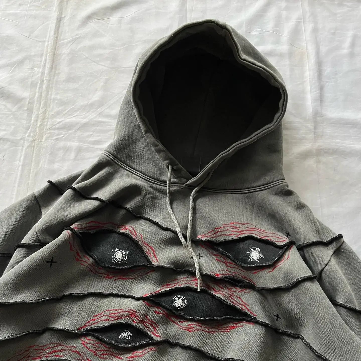 Y2K Hip Hop Hoodie Streetwear Retro Eye Patchwork Loose Pullover for Mens and Womens New Fashion Harajuku Casual Sweatshirt Top