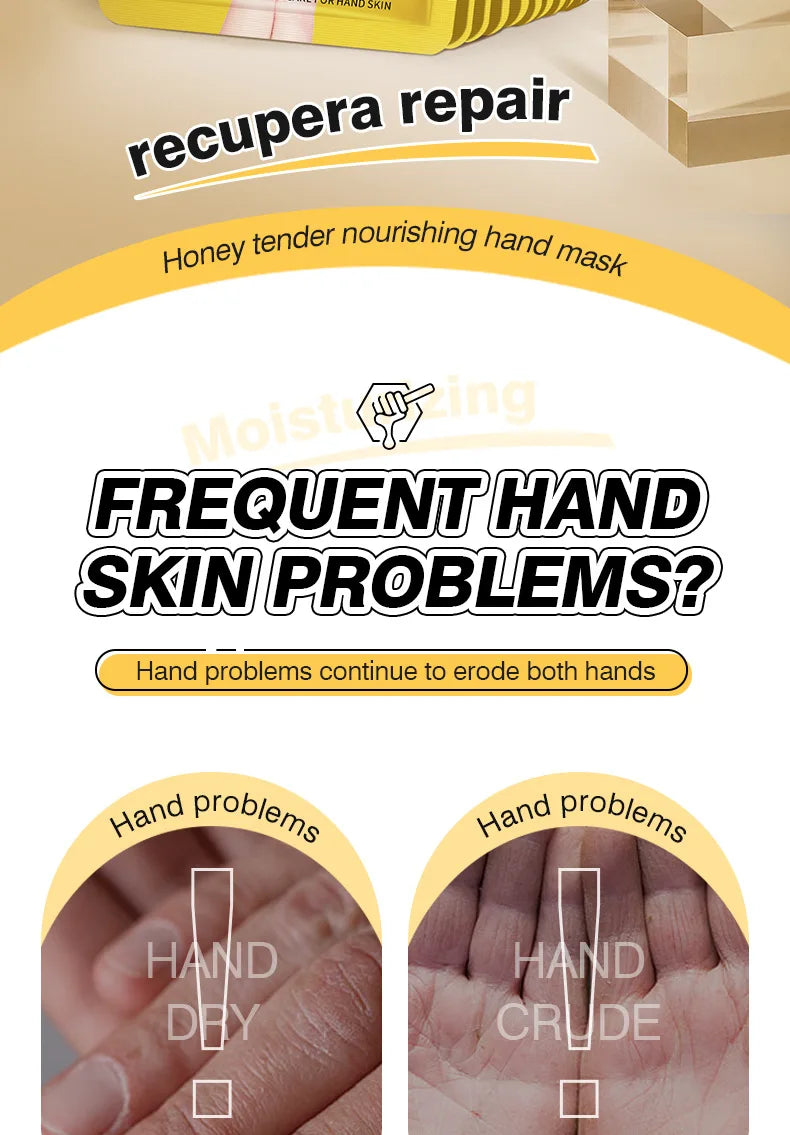 10 Pairs Honey Hand Mask Hands skincare Masks Moisturizing Nourishing Hydrating Tendering Smoothing Hands Skin Care Products