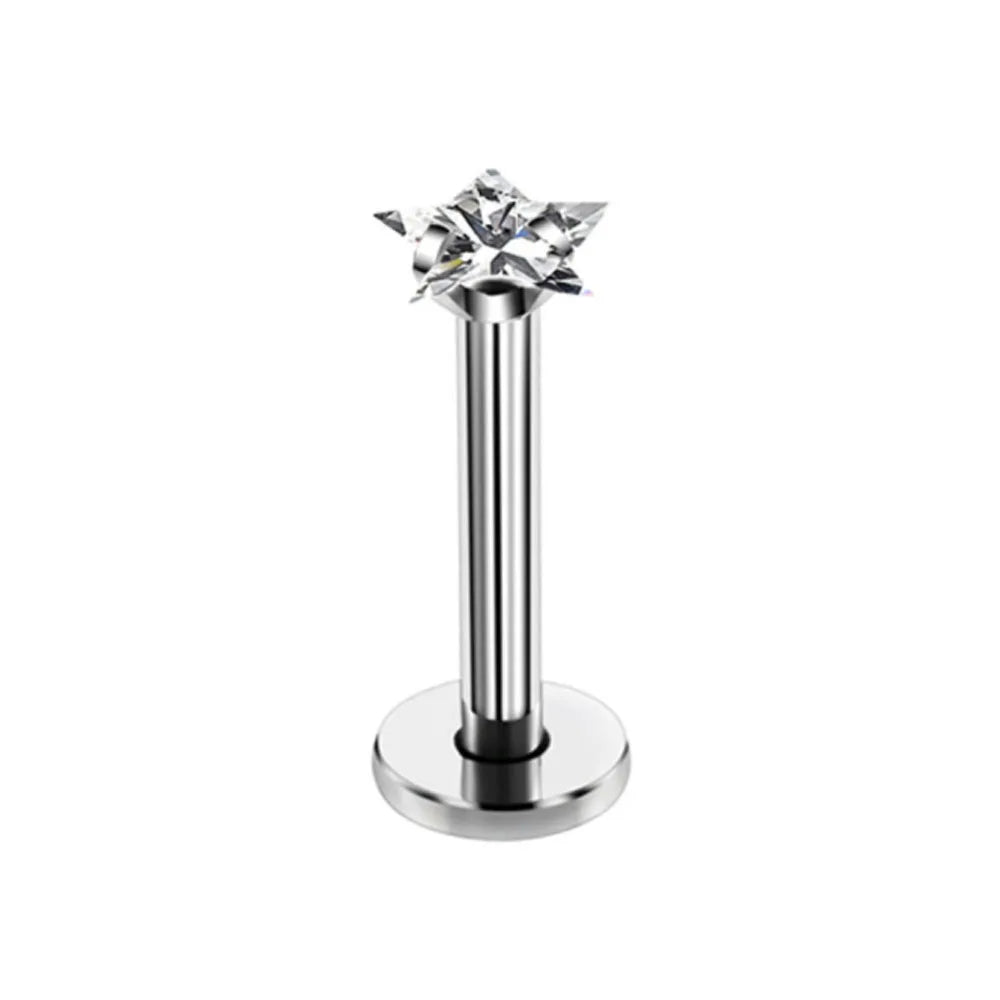 WKOUD 16g Stainless Steel Lip Labret Piercing Crystal Ball Monroe Lip Stud Helix Tragus Conch Cartilage Earrings 6/8/10mm