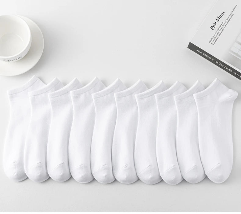 10 Pairs Women/Men Boat Socks Invisible Low Cut Silicone Non-slip Summer No-show Ankle Socks Solid Color Casual Breathable