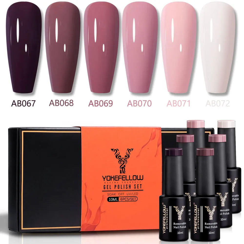 YOKEFELLOW  Pastel Gel Nail Polish Set 6 Colors Spring Summer Macaron Gel Nail Kit Soak Off Nail Art DIY Manicure Gift for Girl