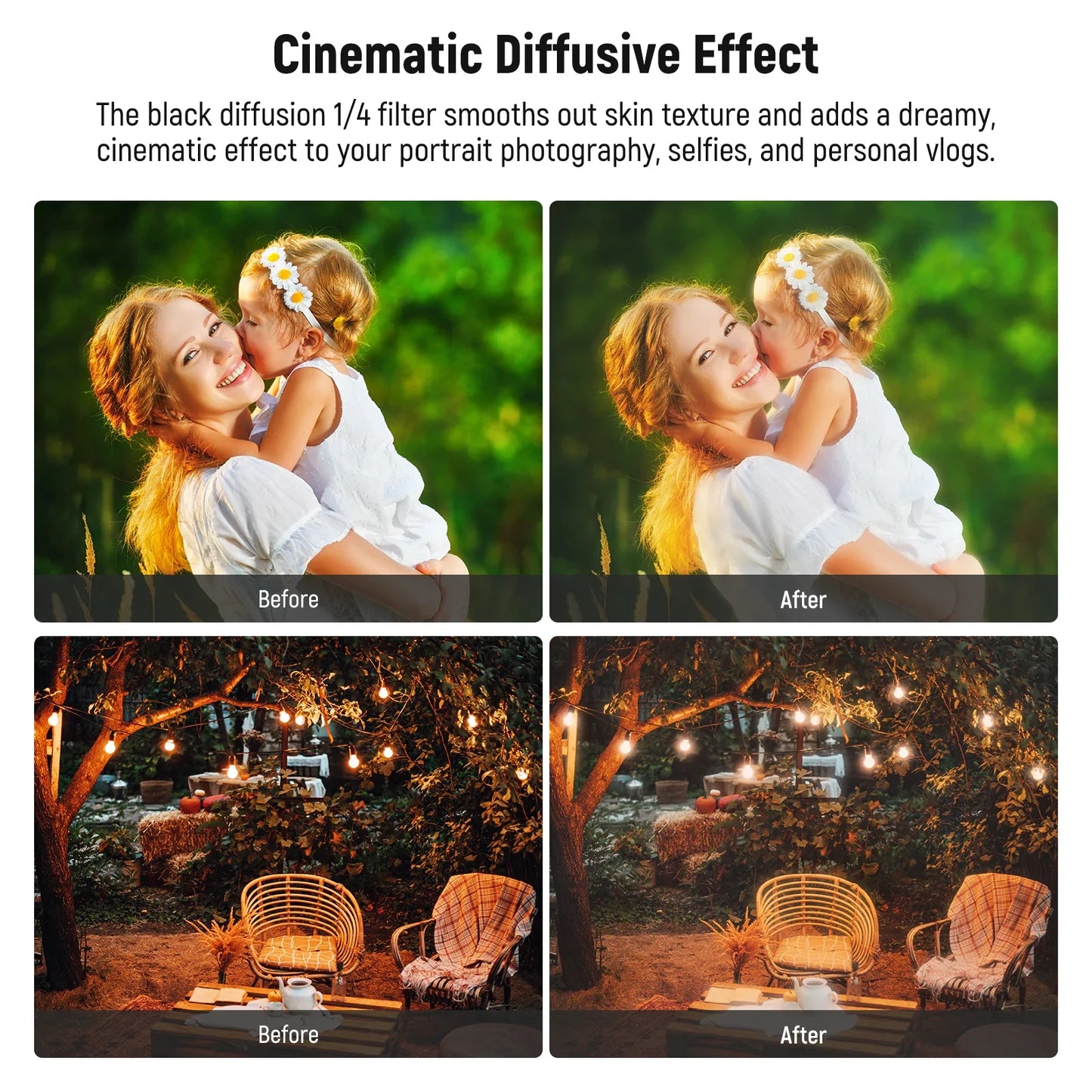 1/4 Black Soft Camera Lens Filters Shoot Beautiful Portrait Filters Filters for 49mm-82mm Canon Nikon Sony Camera Lenses