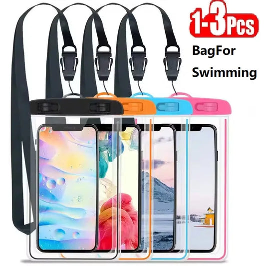 1-3Pcs Waterproof Phone Pouch Drift Diving Swimming Bag Underwater Dry Bag For Phone Water Sports Beach Pool Skiing 6 inch