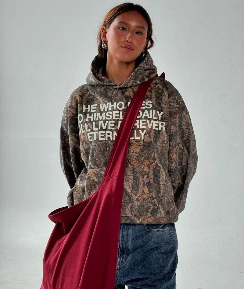 Y2K Hip Hop Retro Harajuku Hoodies Oversized Camouflage Pattern  Soft Warm Hooded Sweatshirt Fashionable Men  Women Street Wear