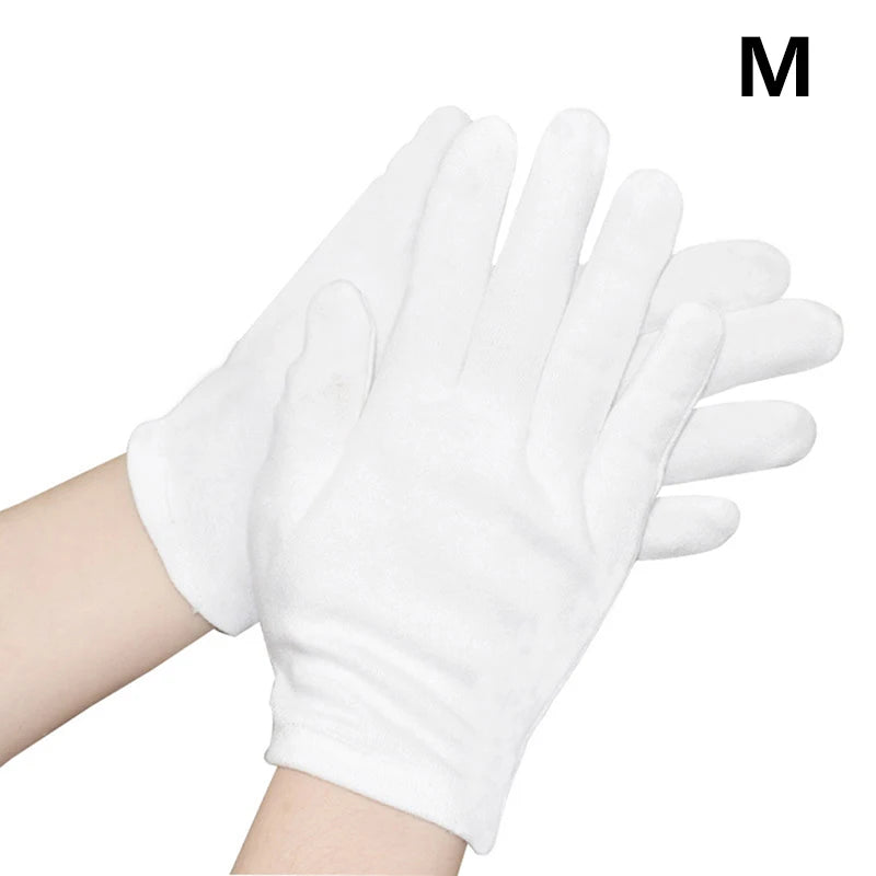 1 Pairs New Full Finger Men Women Etiquette White Cotton Gloves Waiters/Drivers/Jewelry/Workers Mittens Sweat Absorption Gloves