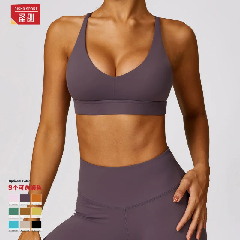 ZC-Spring Tight Brushed Back Yoga Clothes Running Shockproof Sports Bra Quick-Drying Fitness Vest for Women8552