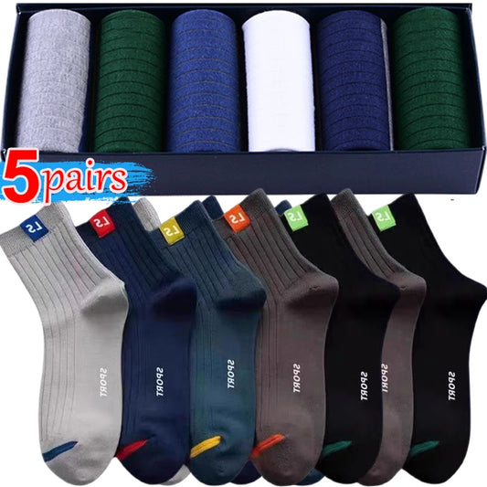 1/5pairs High Quality Men's Socks Casual Breathable Run Sports Socks Male Cotton Socks Winter Black Socks Men Large Size 38-45