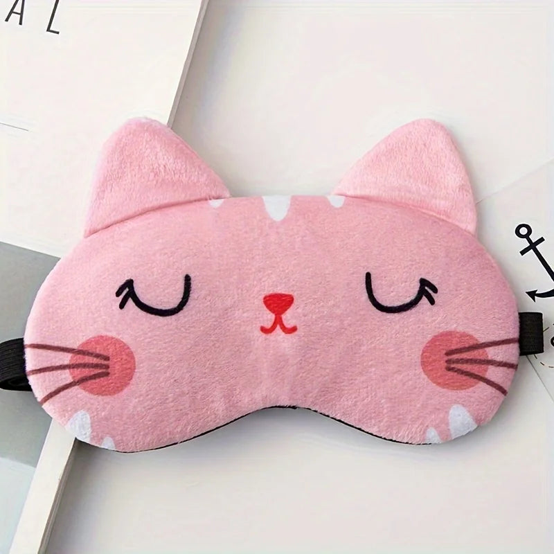 Sleeping Eye Mask Blindfold Soft Plush Eyepatch Adjustable Travel Light Blocking Breathable Eyes Mask Cute Eye Cover For Sleep