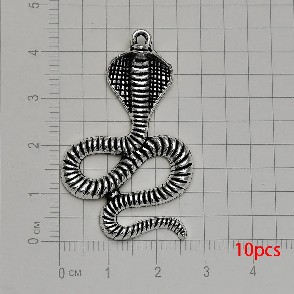 10/20pcs/lot Antique Silver Plated Snake Charms Animals Pendant For Diy Necklace Jewelry Making Findings Supplies Accessories