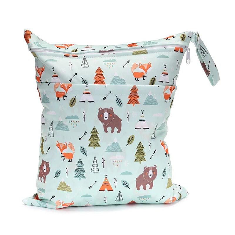 [Sigzagor] Wet Dry Bag With Two Zippered Baby Diaper Nappy Waterproof Reusable Washable