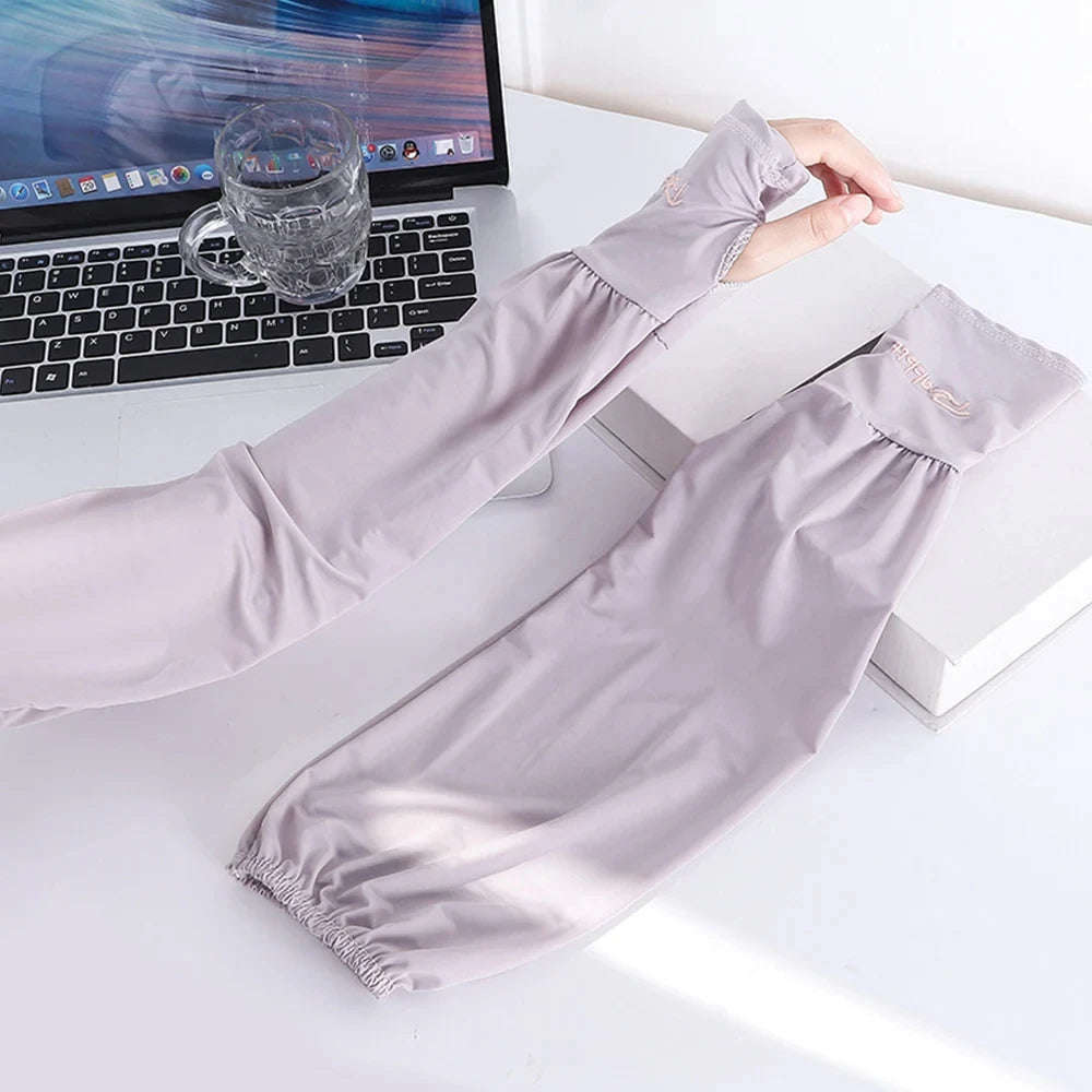 1 Pair Summer Ice Silk Sleeves For Men And Women Outdoor UV Protection Cycling Sleeve Arm Sun Screen Protection Sleeves Loose