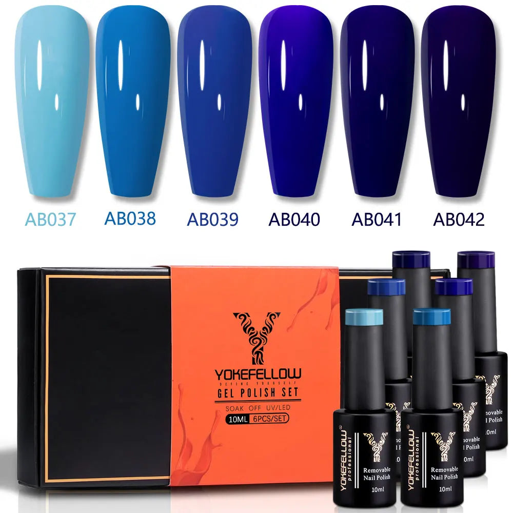 YOKEFELLOW  Pastel Gel Nail Polish Set 6 Colors Spring Summer Macaron Gel Nail Kit Soak Off Nail Art DIY Manicure Gift for Girl