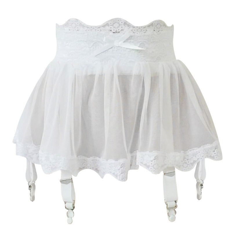 Women's Sexy Lingerie Plus Size Lace Garter Suspenders Transparent Underwear Mini Skirt Waist Belt For Stockings Bondage Garters
