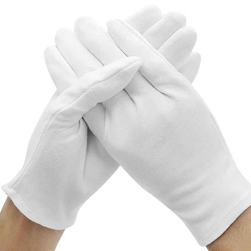 1 Pairs New Full Finger Men Women Etiquette White Cotton Gloves Waiters/Drivers/Jewelry/Workers Mittens Sweat Absorption Gloves