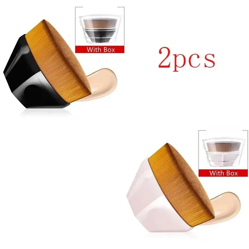 1-5pcs Hexagonal Makeup Brush, Flawless Foundation Make-Up Brush, Suitable For Liquid Makeup Brush Set, Women'S Soft Cosmetics