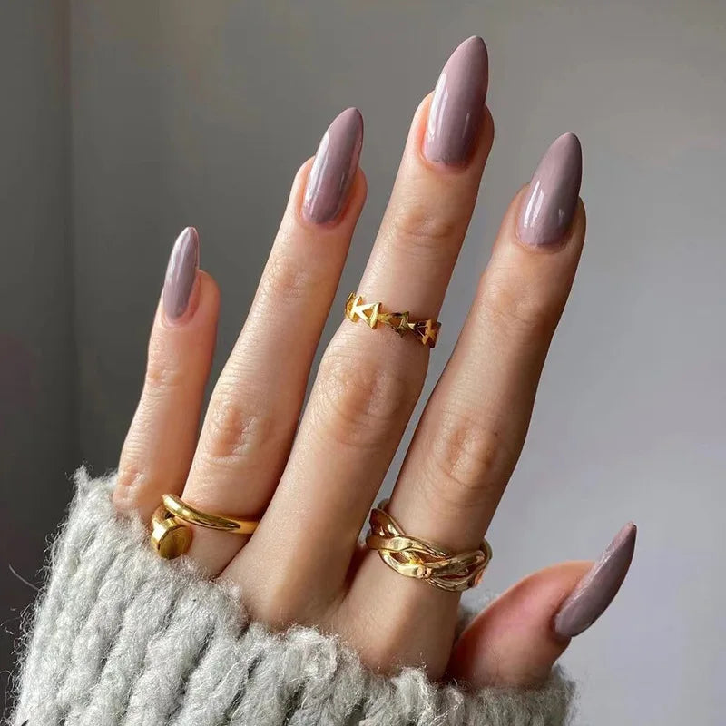 24p Artificial Acrylic Finished Sticky Nails Black Almond Nail Art Fake Nails Handmade Long Ballet Removable Press on Nail Tips