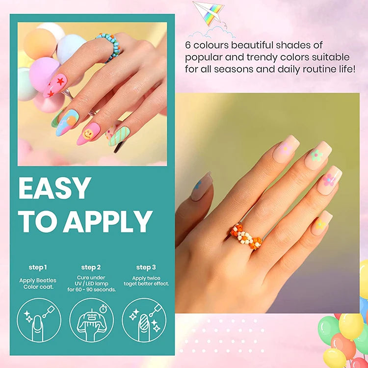 YOKEFELLOW  Pastel Gel Nail Polish Set 6 Colors Spring Summer Macaron Gel Nail Kit Soak Off Nail Art DIY Manicure Gift for Girl