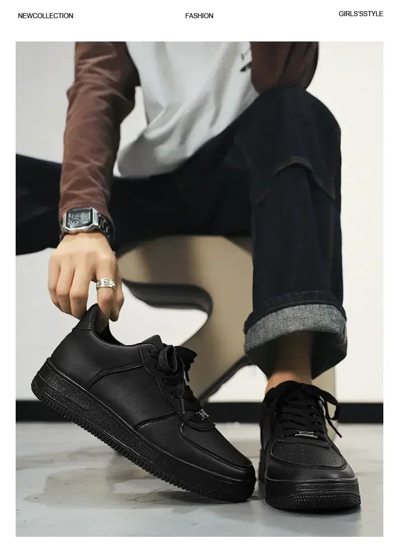 New Solid Color Fashion High Quality Men's Outdoor Walking Vulcanized Shoes Sneakers Casual Shoes Comfortable Lace-up