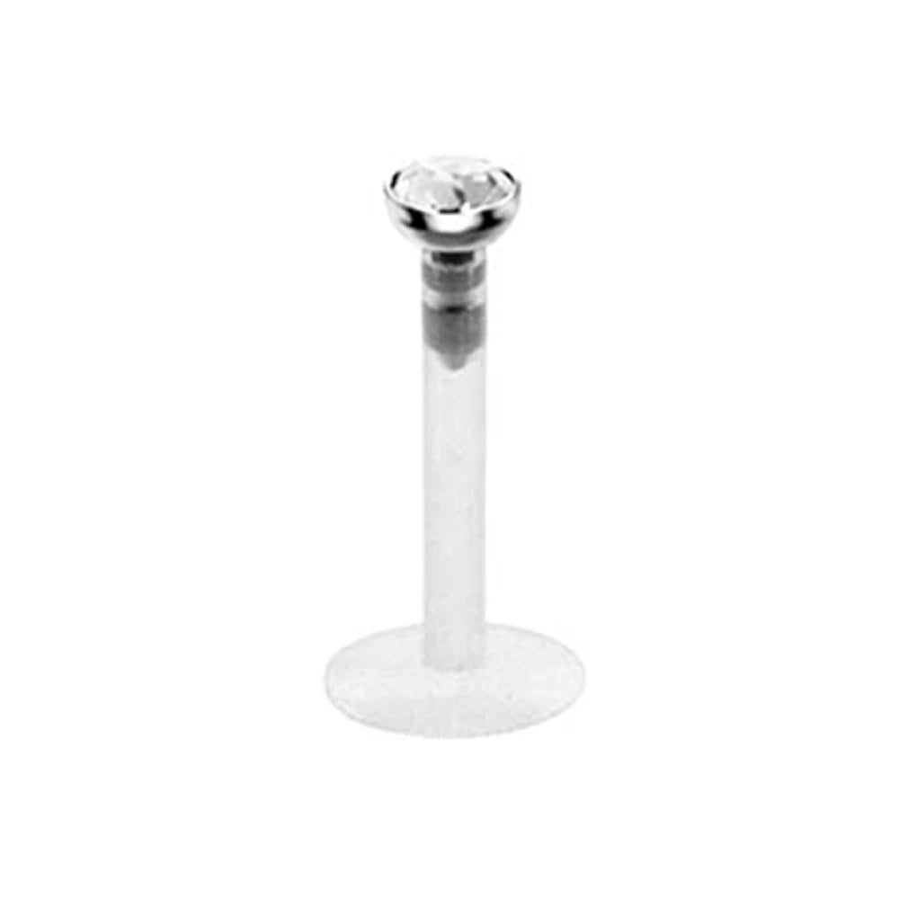 WKOUD 16g Stainless Steel Lip Labret Piercing Crystal Ball Monroe Lip Stud Helix Tragus Conch Cartilage Earrings 6/8/10mm