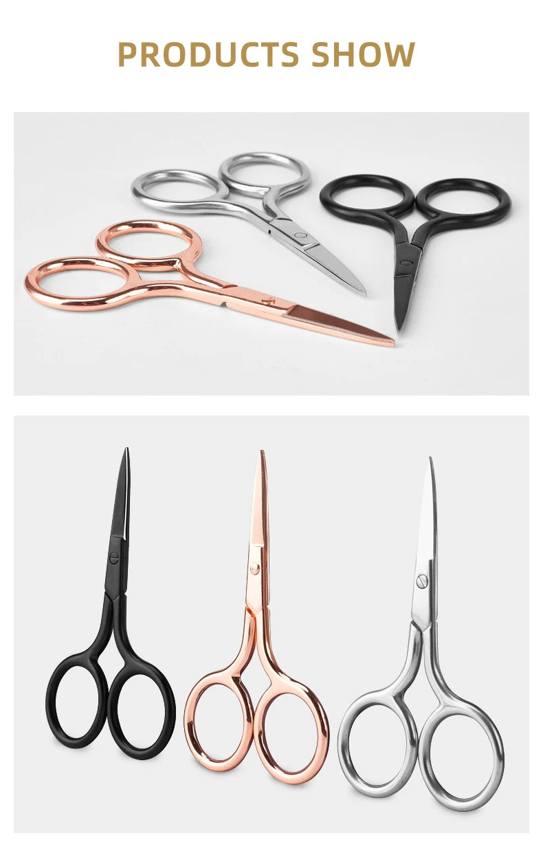 Z'LRAQI BEAUTY Rose Gold eyebrow scissors Eyelash Stainless steel pointed mini embroidery scissors Multi-functional