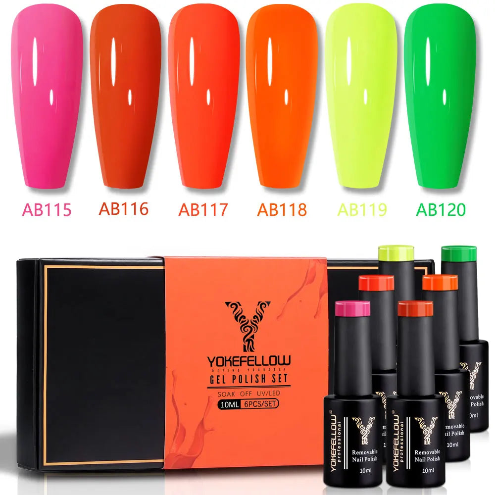 YOKEFELLOW  Pastel Gel Nail Polish Set 6 Colors Spring Summer Macaron Gel Nail Kit Soak Off Nail Art DIY Manicure Gift for Girl