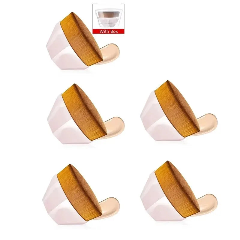 1-5pcs Hexagonal Makeup Brush, Flawless Foundation Make-Up Brush, Suitable For Liquid Makeup Brush Set, Women'S Soft Cosmetics