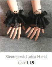 Steampunk Lolita Hand Sleeve Wrist Cuffs Ruffled Floral Lace Elastic Bracelet XX9D