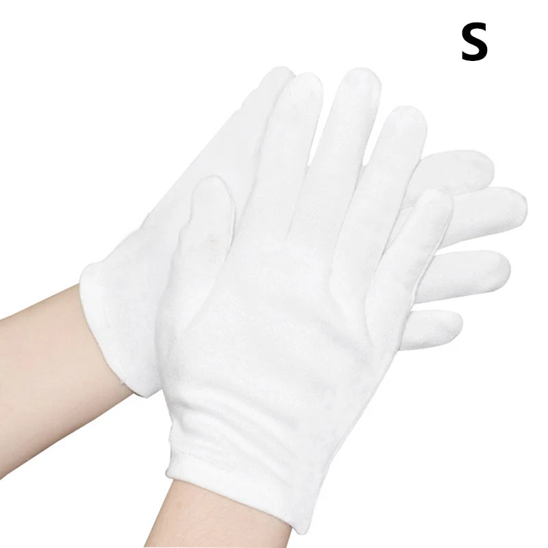 1 Pairs New Full Finger Men Women Etiquette White Cotton Gloves Waiters/Drivers/Jewelry/Workers Mittens Sweat Absorption Gloves