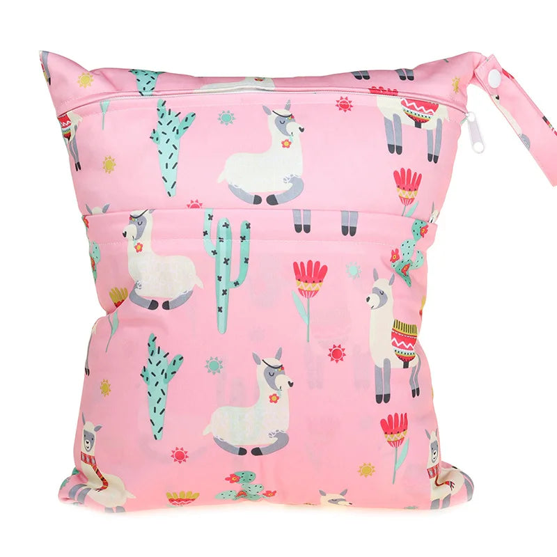 [Sigzagor] Wet Dry Bag With Two Zippered Baby Diaper Nappy Waterproof Reusable Washable