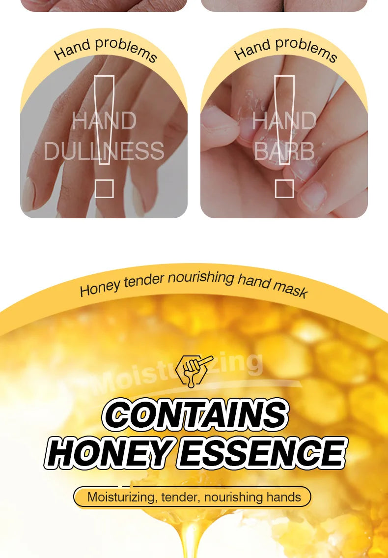 10 Pairs Honey Hand Mask Hands skincare Masks Moisturizing Nourishing Hydrating Tendering Smoothing Hands Skin Care Products