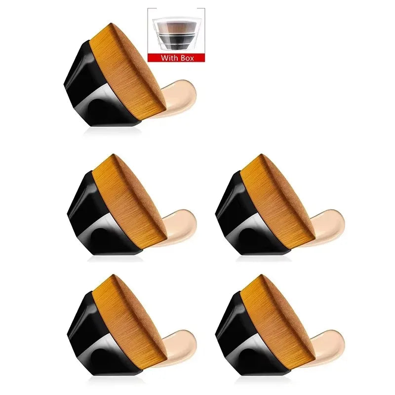 1-5pcs Hexagonal Makeup Brush, Flawless Foundation Make-Up Brush, Suitable For Liquid Makeup Brush Set, Women'S Soft Cosmetics